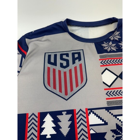 USA Soccer Ugly Christmas Sweater Shirt Pullover Lightweight Blue Red Mens 3XL - Picture 5 of 13